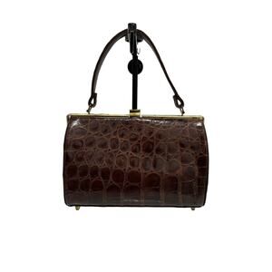 Vintage Mid-Century Mayer Newman New York Genuine Alligator Clutch Purse Handbag